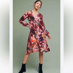 Maeve Silk Floral Long Sleeve Dress